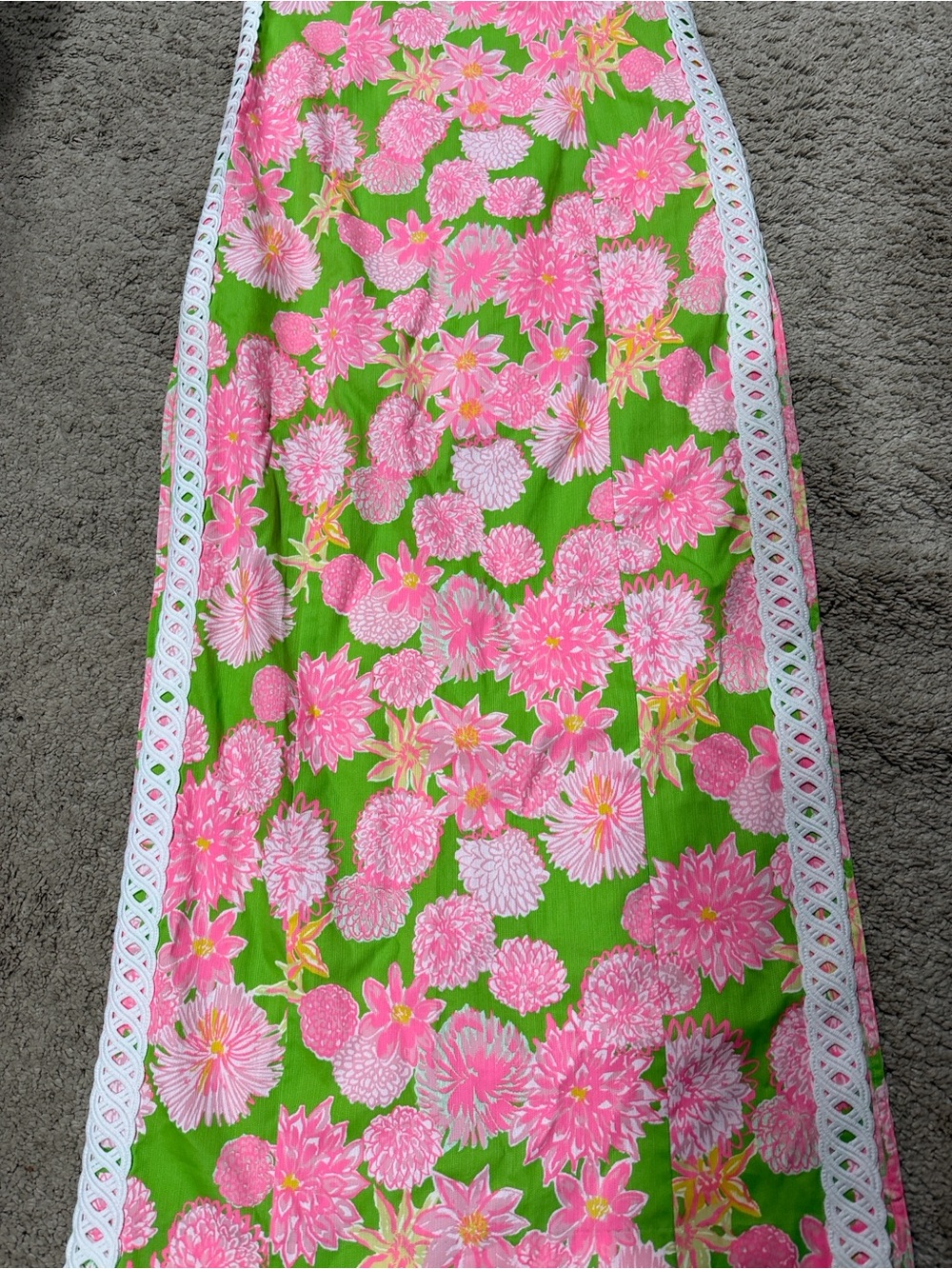 Lilly Pulitzer Sadie Maxi Romper green and pink floral maxi dress with white - Picture 4 of 7